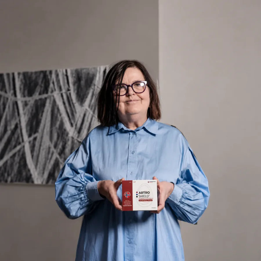 Irene mit einer ArtroShield-Packung